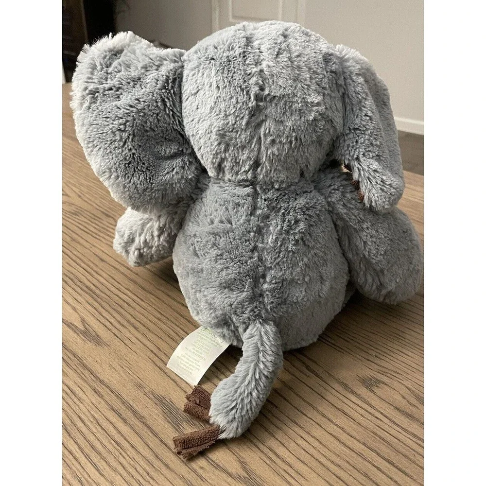 Lambs & Ivy Elephant plush Stuffed Animal Gray baby hook and loop Terrycloth